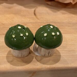Green Mushroom Ceramic Salt & Pepper Shakers